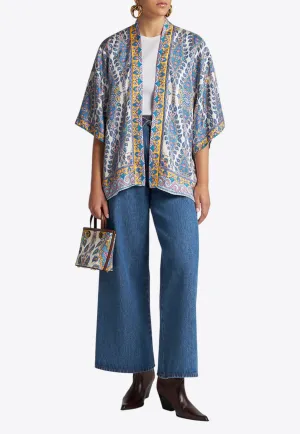 Paisley Print Silk Kesa Robe