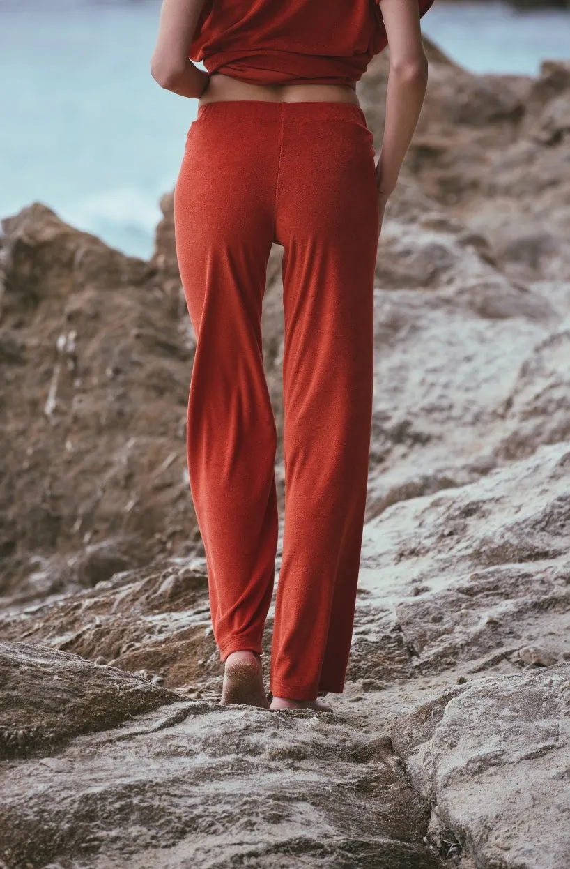 Pantalon de plage Aphrodite en molleton de coton rouge