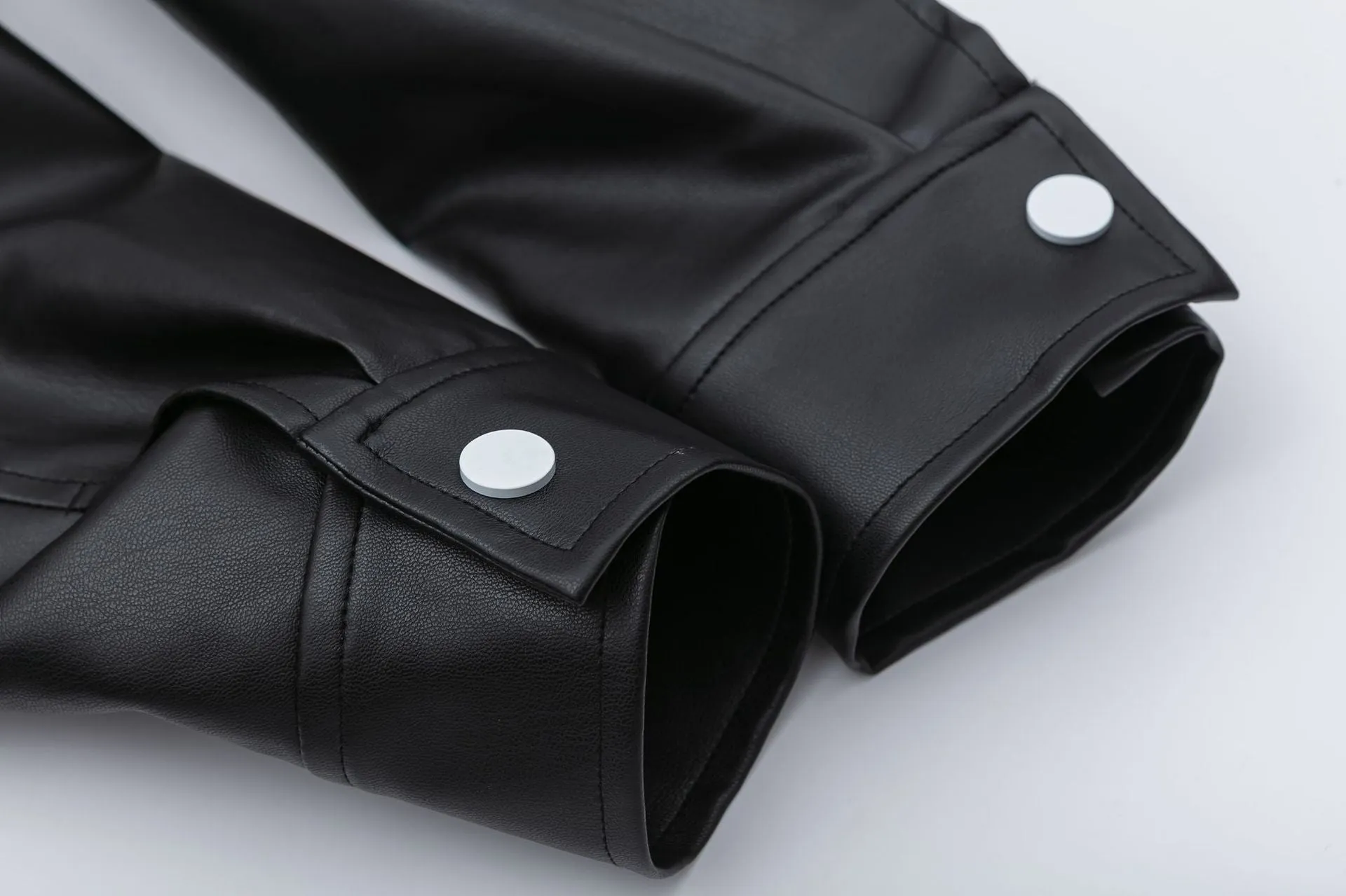 Patchwork Pu Leather Zip Up Jacket