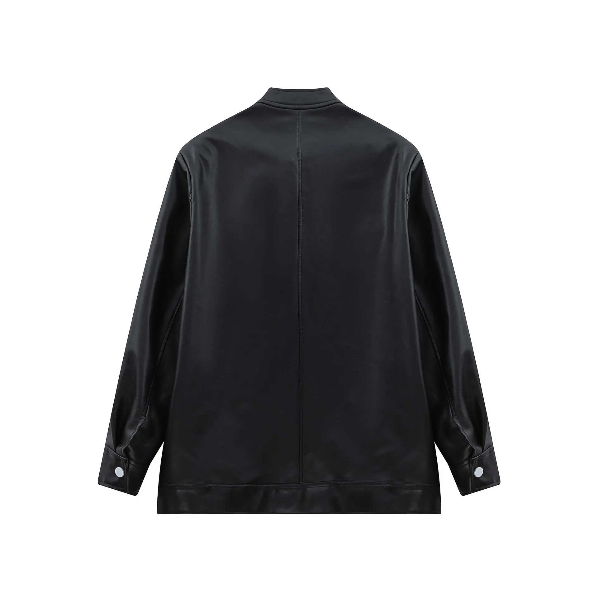 Patchwork Pu Leather Zip Up Jacket