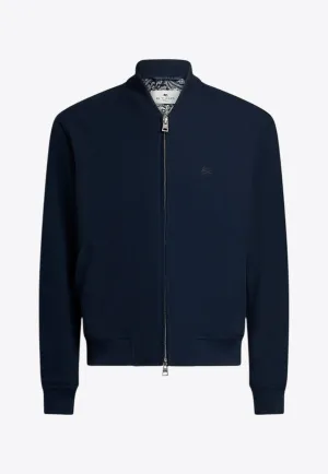 Pegaso Embroidered Zip-Up Bomber Jacket