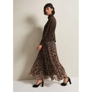 Phase Eight Lesia Leopard Pleated Maxi Skirt - Brown