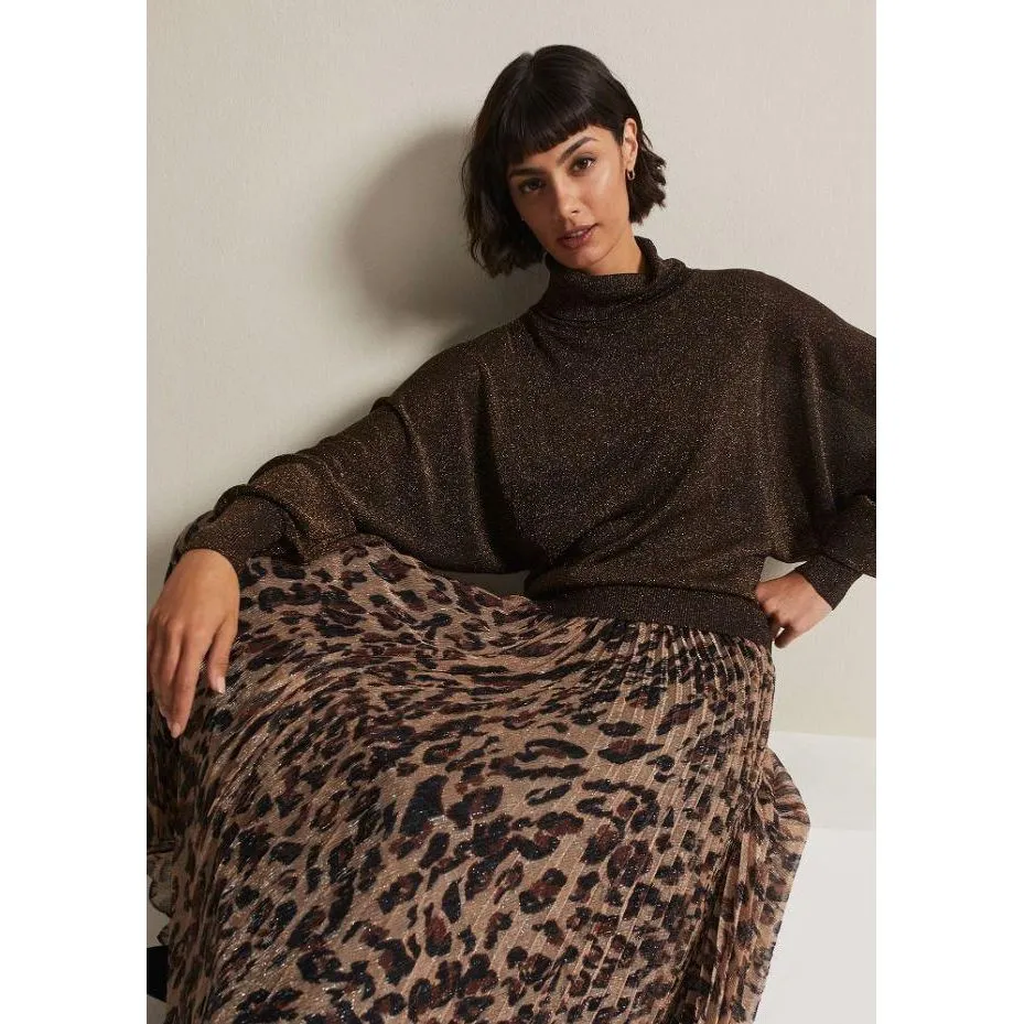 Phase Eight Lesia Leopard Pleated Maxi Skirt - Brown