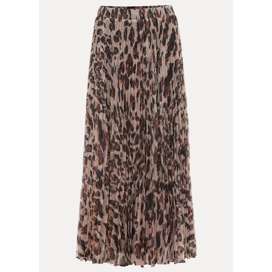Phase Eight Lesia Leopard Pleated Maxi Skirt - Brown