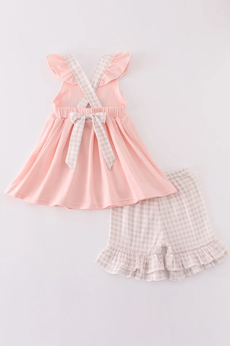 Pink Easter Bunny French Knot Girl Set