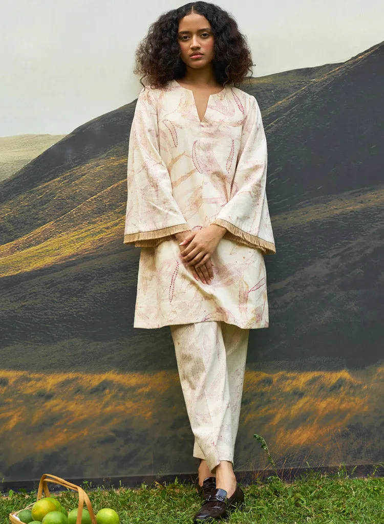 Pink Foliage Kurta Set