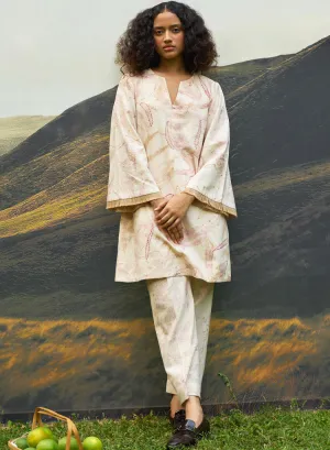 Pink Foliage Kurta Set