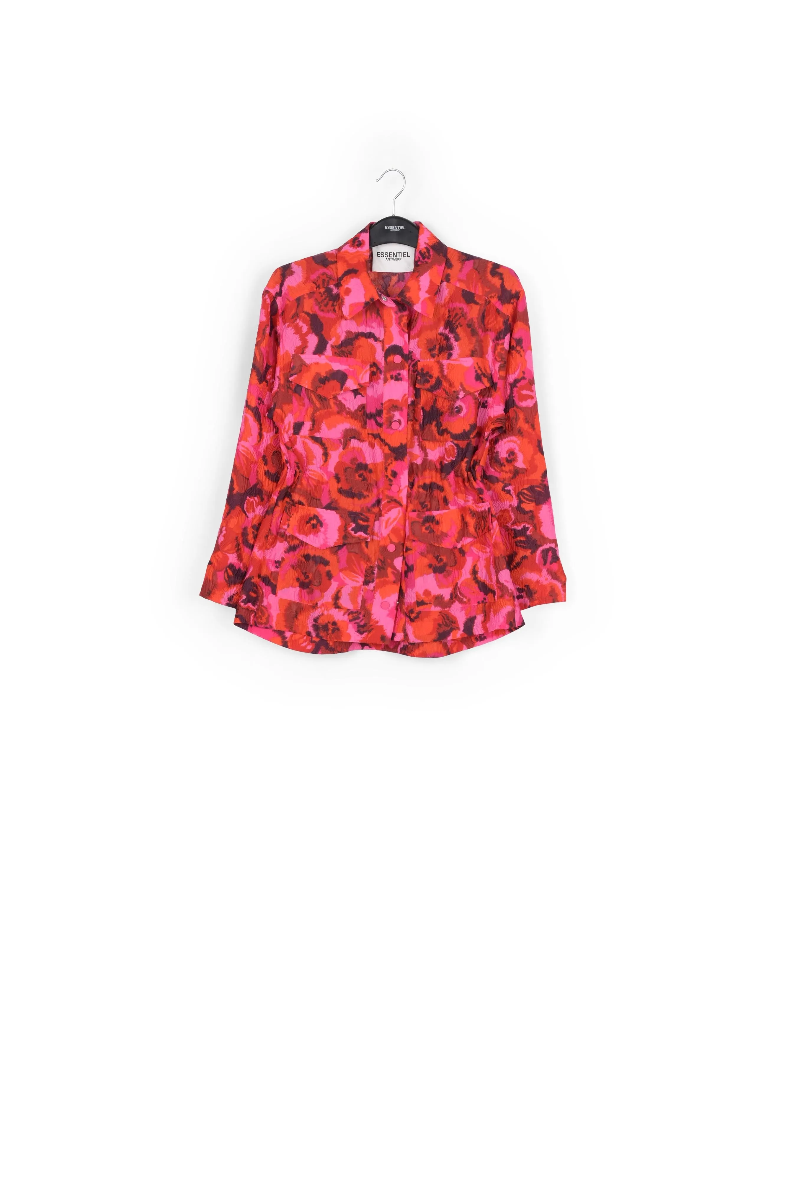 Pink, red and purple floral-jacquard jacket
