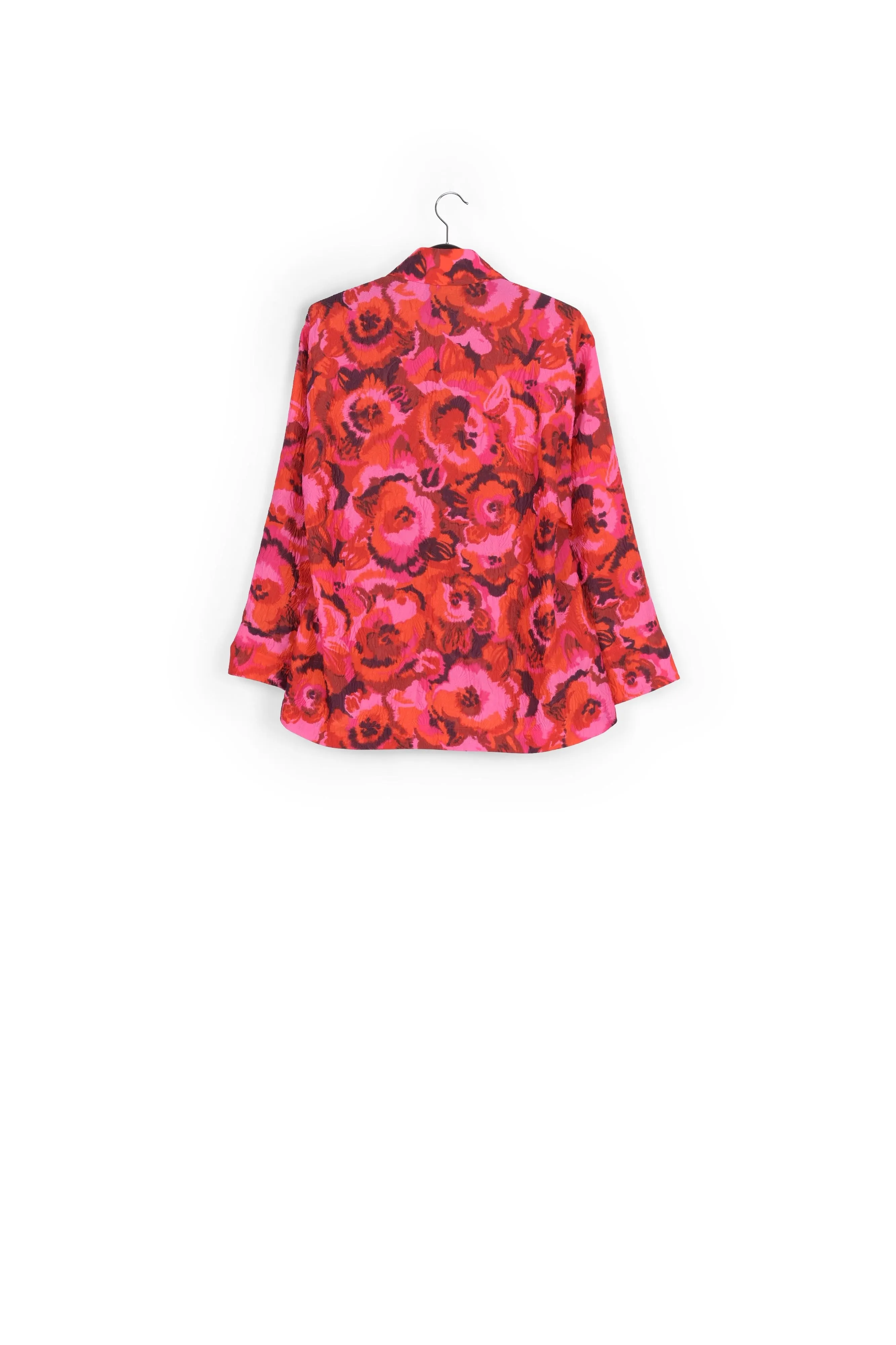 Pink, red and purple floral-jacquard jacket