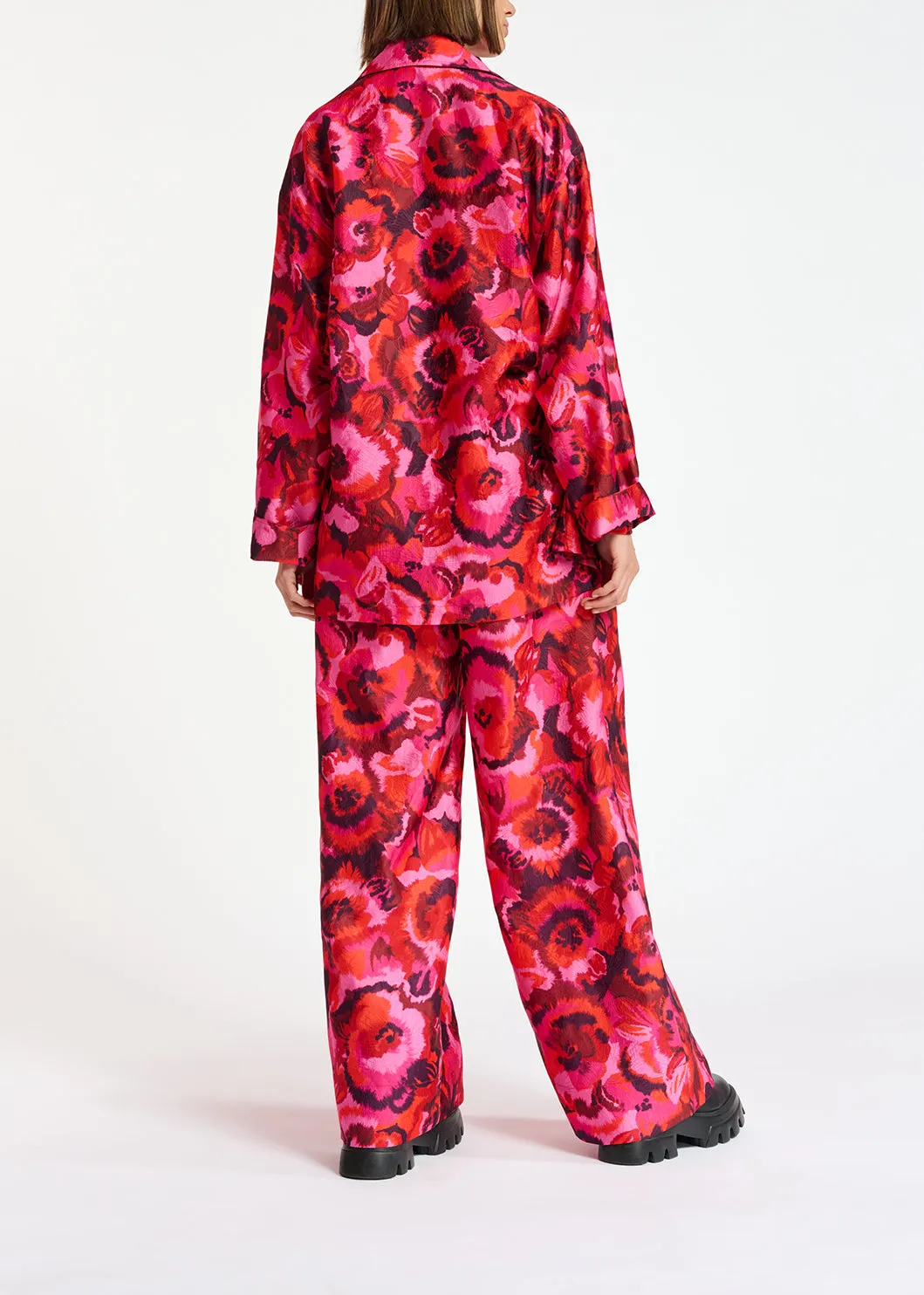 Pink, red and purple floral-jacquard jacket