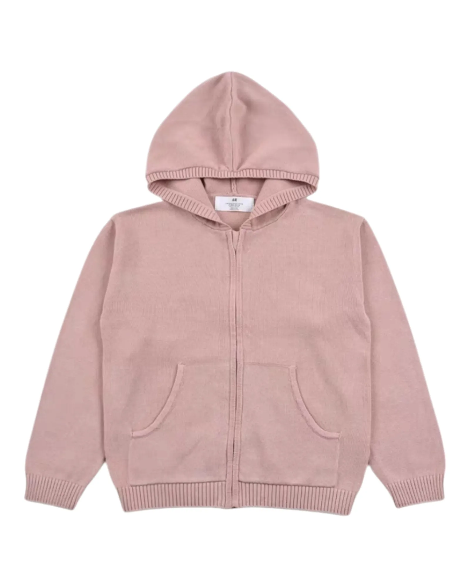 Pink Zip-Up Cardigan with Hood