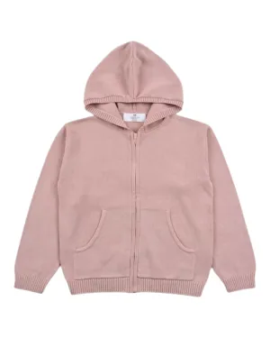 Pink Zip-Up Cardigan with Hood