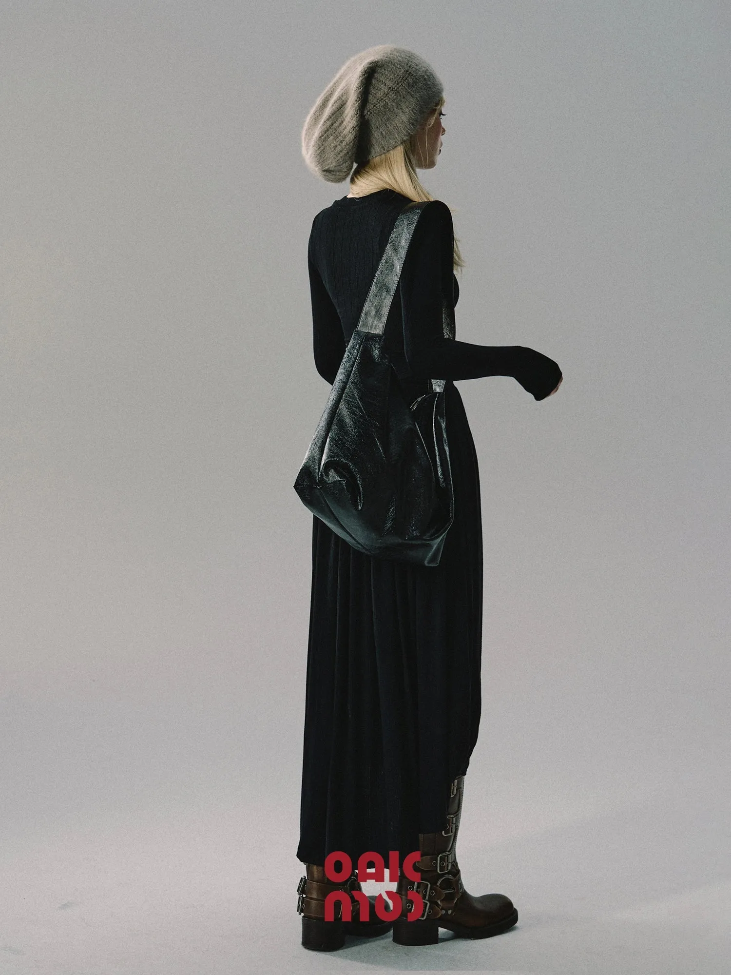 Plain Chic Tight Flare Simple Knit＆Long-Skirt