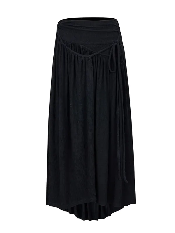 Plain Chic Tight Flare Simple Knit＆Long-Skirt