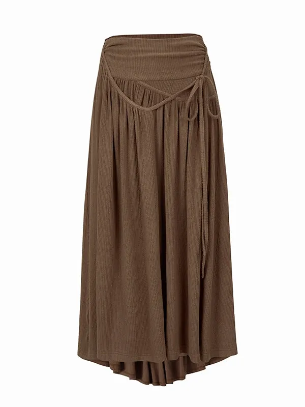 Plain Chic Tight Flare Simple Knit＆Long-Skirt
