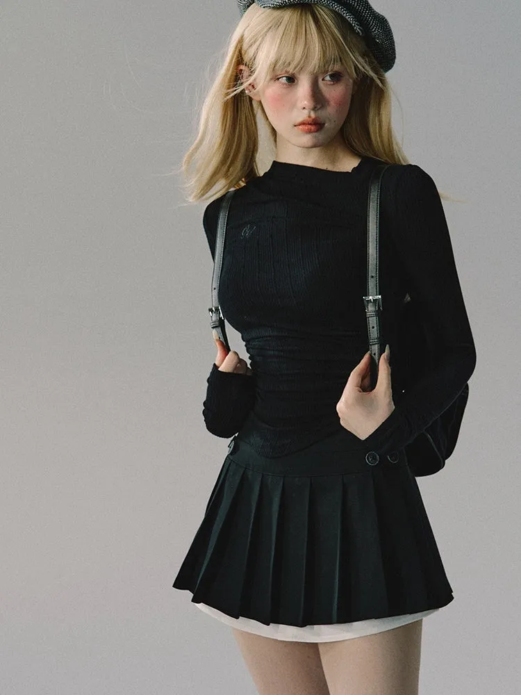 Plain Chic Tight Flare Simple Knit＆Long-Skirt