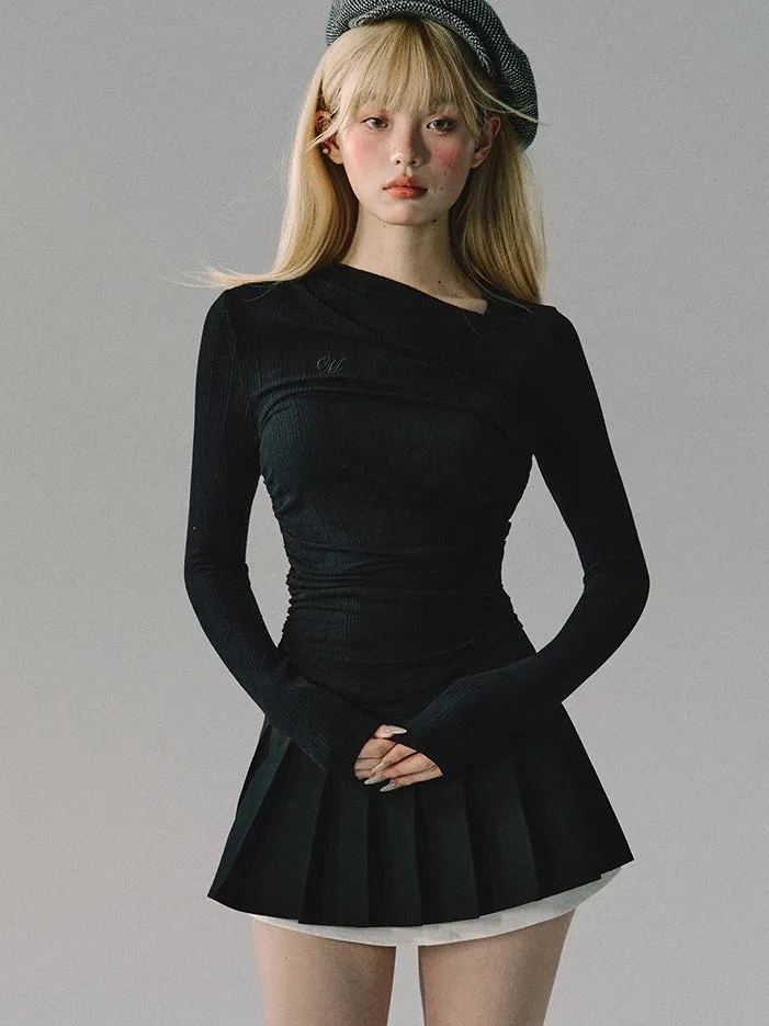 Plain Chic Tight Flare Simple Knit＆Long-Skirt