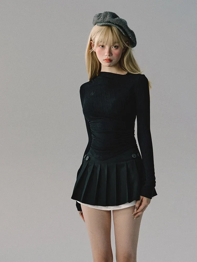 Plain Chic Tight Flare Simple Knit＆Long-Skirt