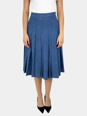 Pleated Denim Skirt