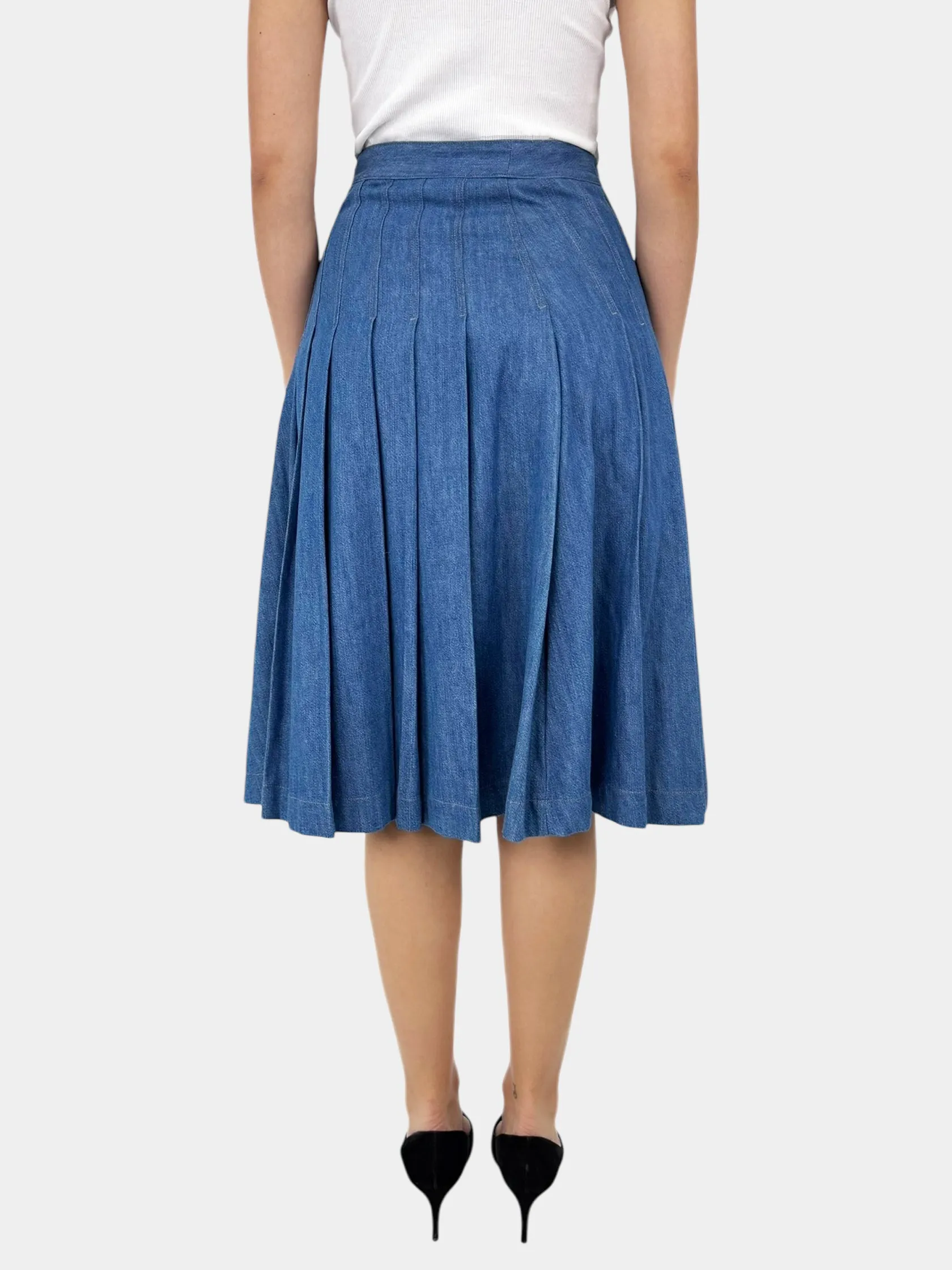 Pleated Denim Skirt