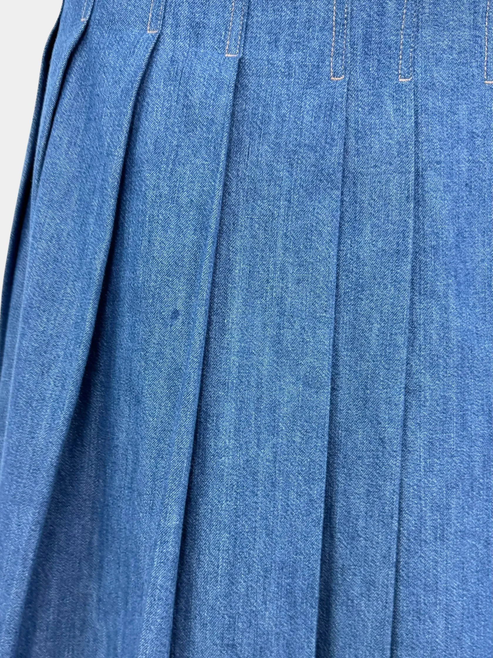 Pleated Denim Skirt