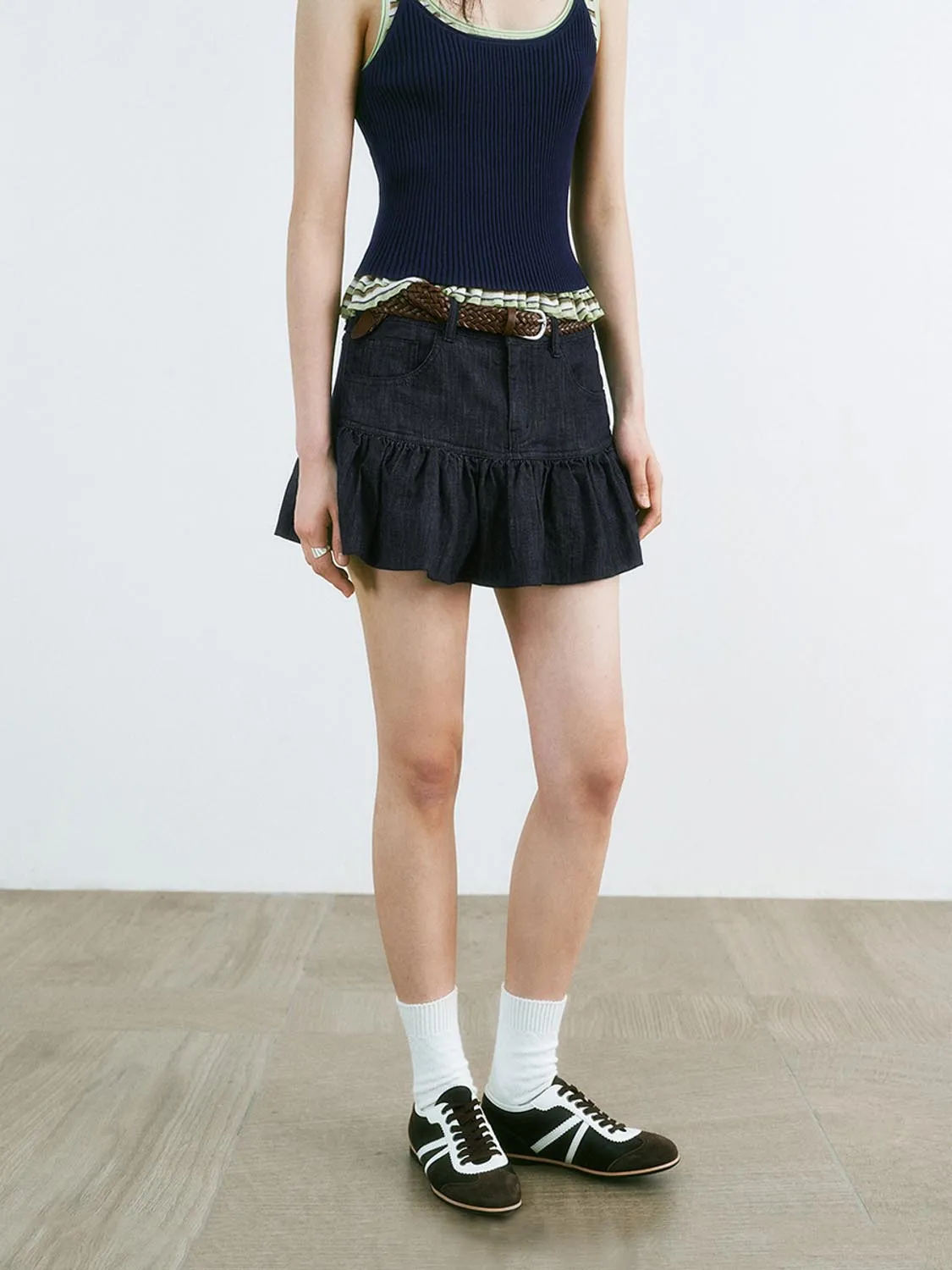 Pleated Denim Skirts