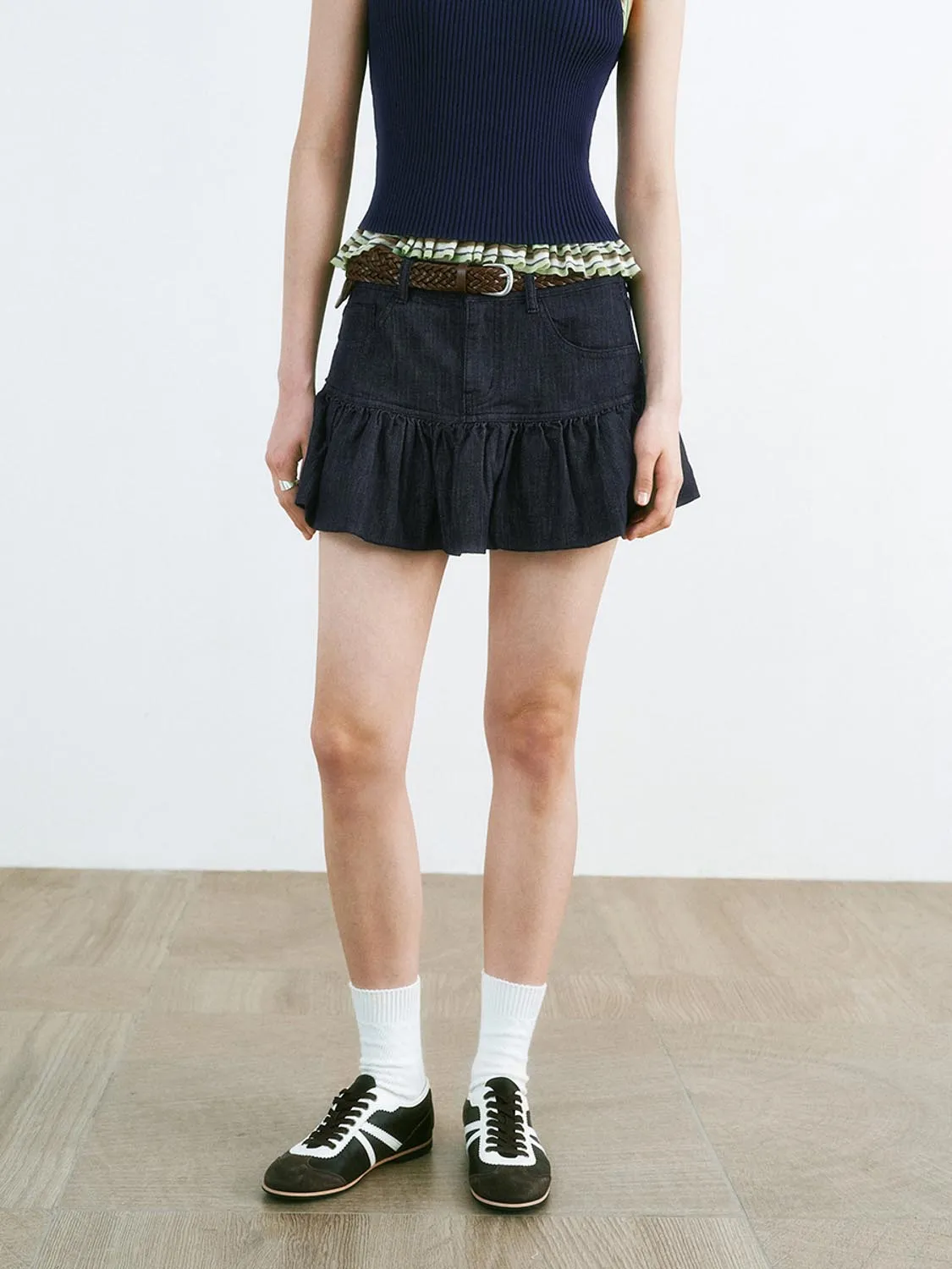 Pleated Denim Skirts