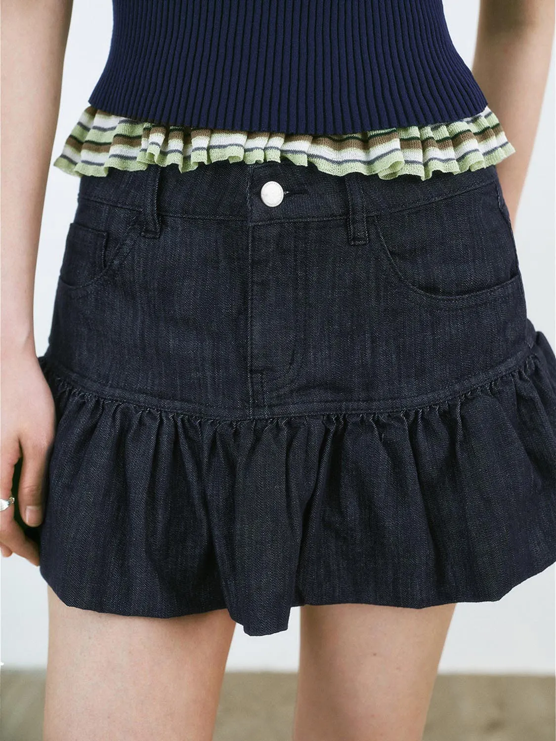 Pleated Denim Skirts