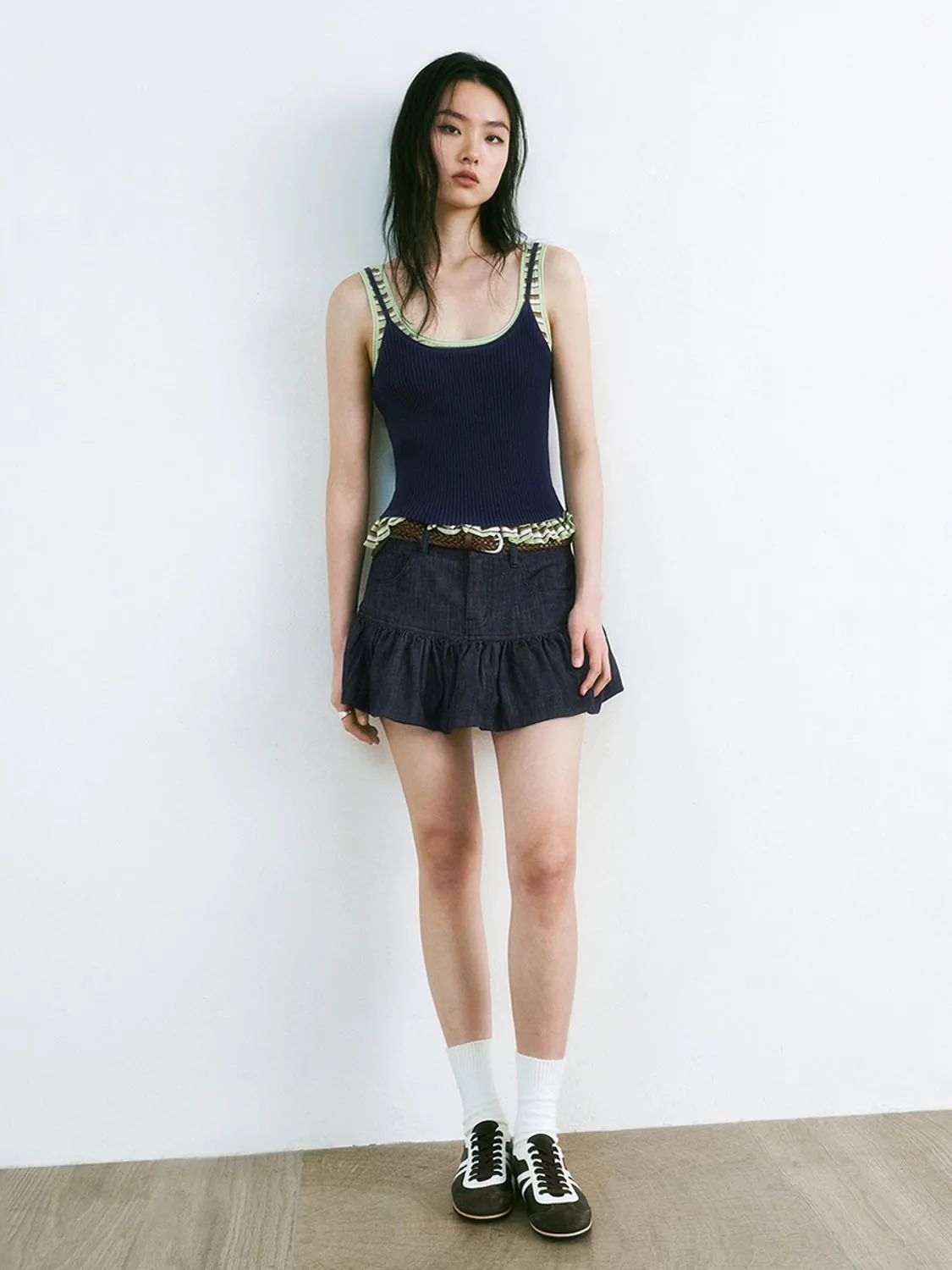 Pleated Denim Skirts