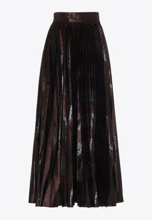 Pleated Jacquard Midi Skirt
