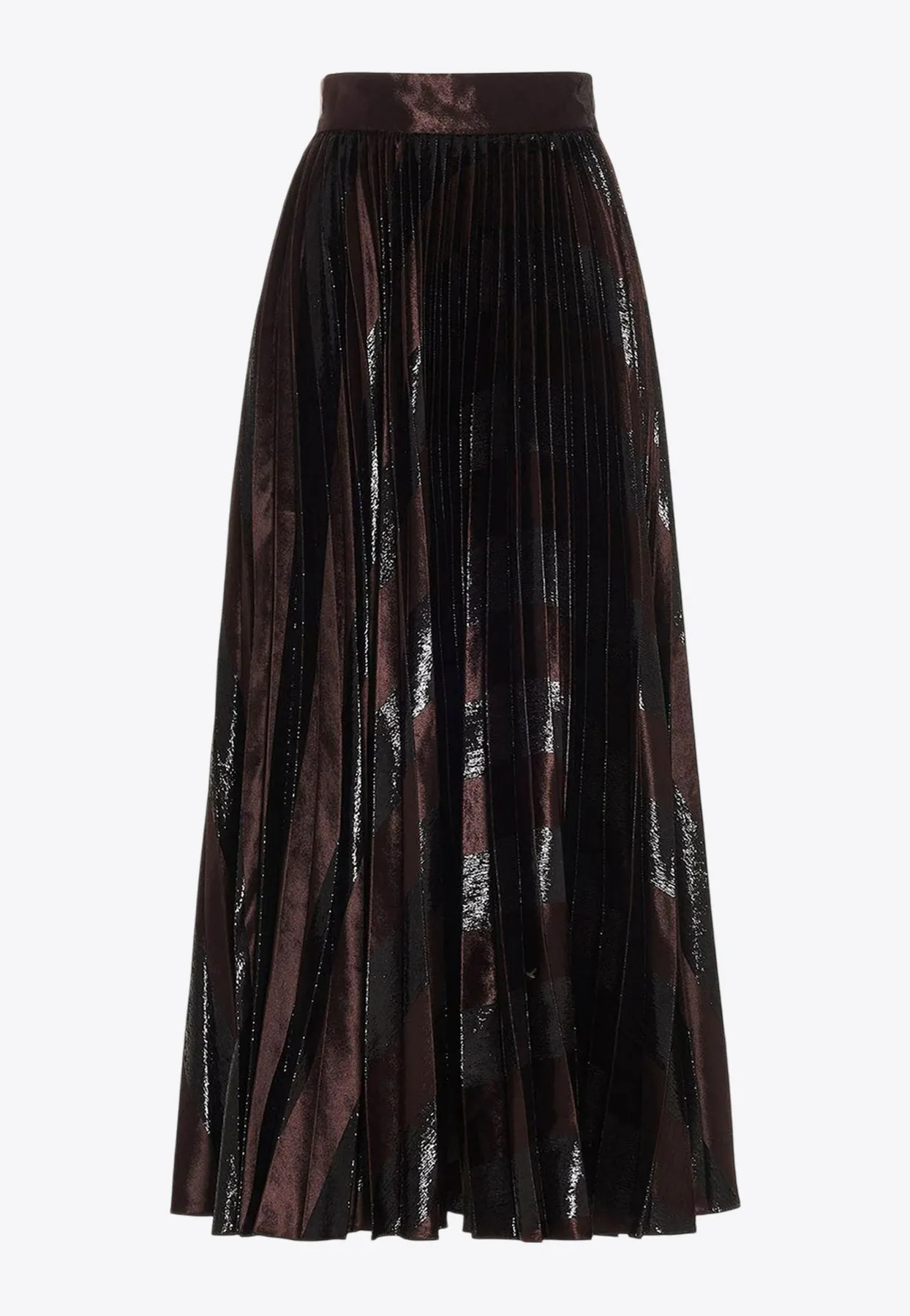 Pleated Jacquard Midi Skirt