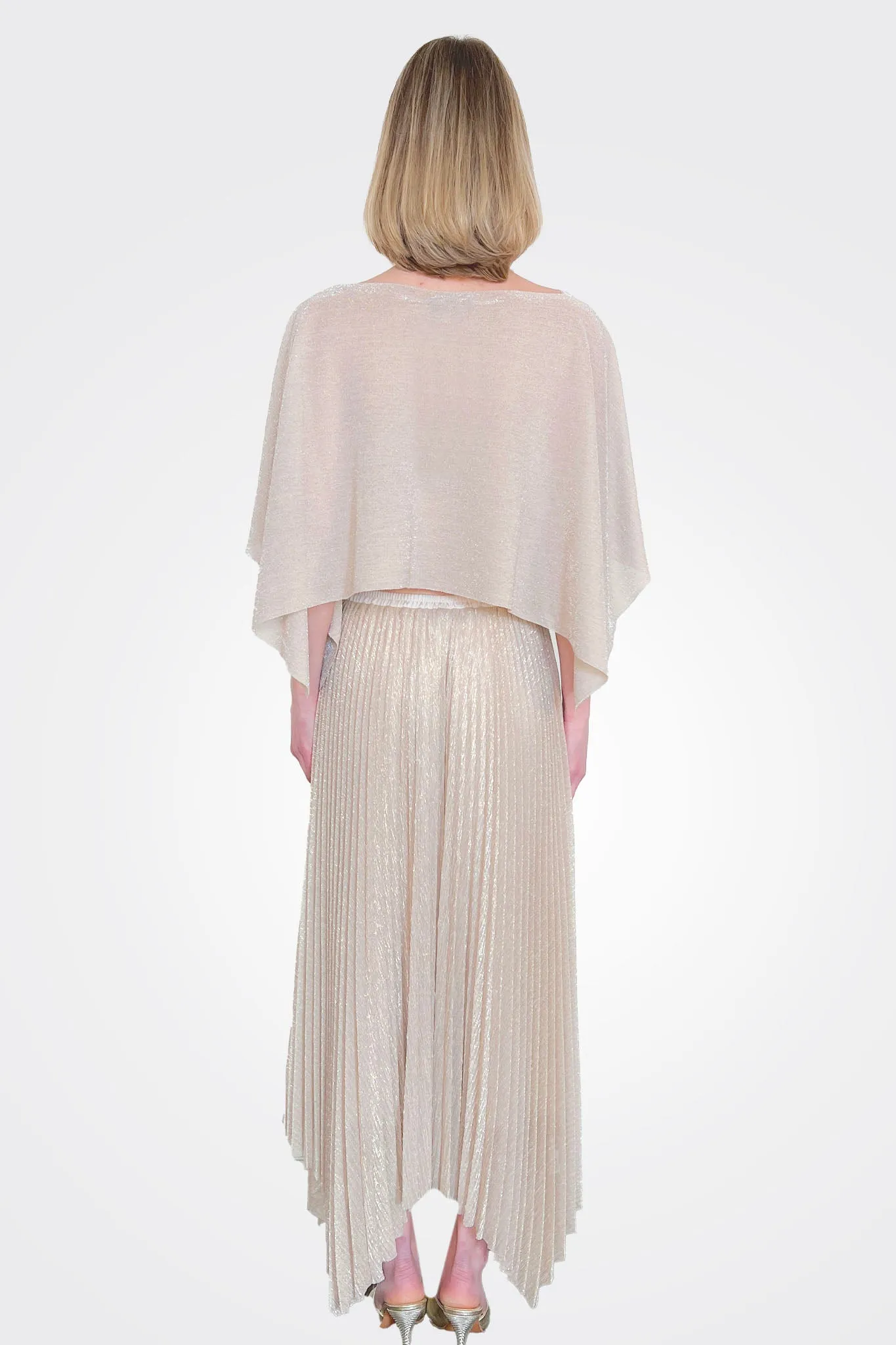 Pleated Lurex Skirt - Gold