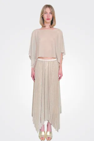 Pleated Lurex Skirt - Gold