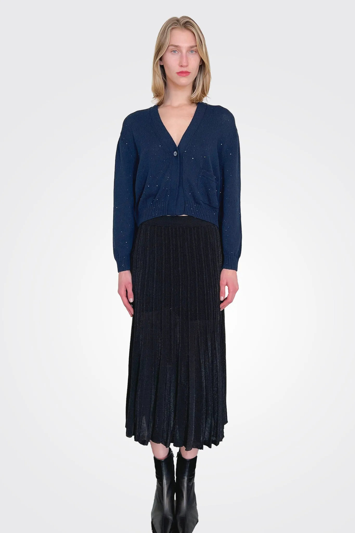 Pleated Midi Skirt - Black
