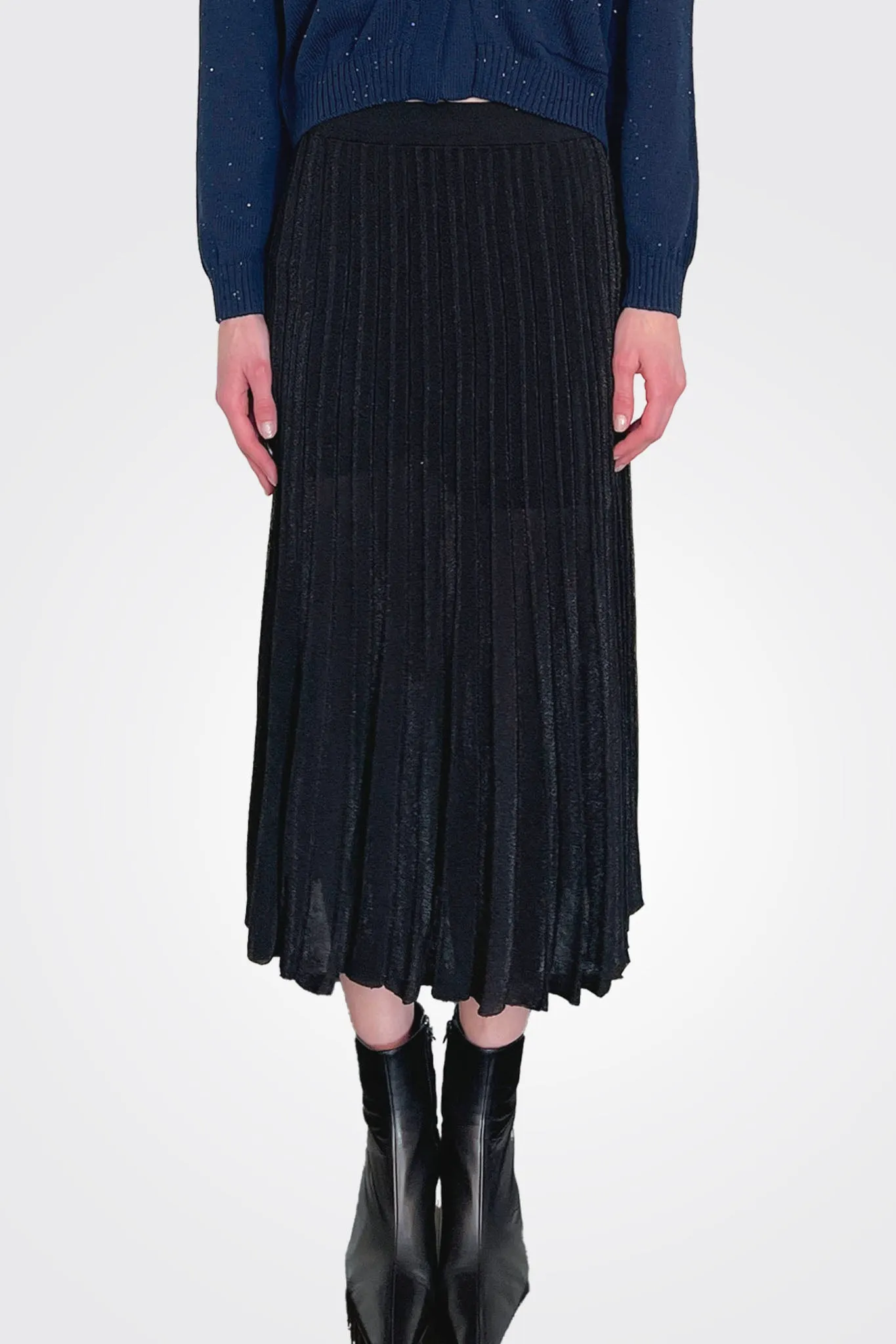 Pleated Midi Skirt - Black