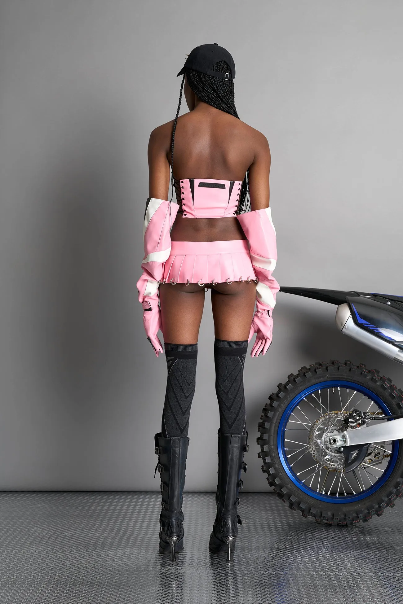 Pleated Mini Skirt With Rings