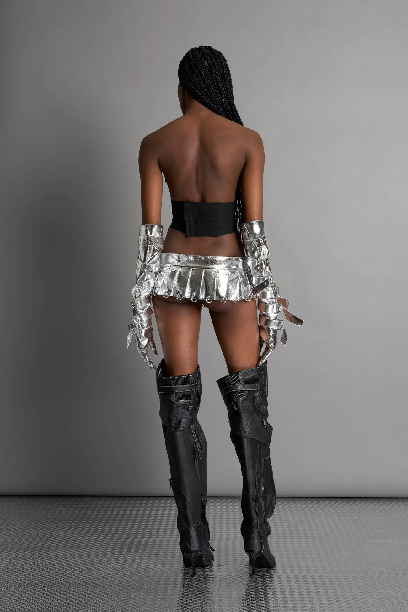Pleated Mini Skirt With Rings