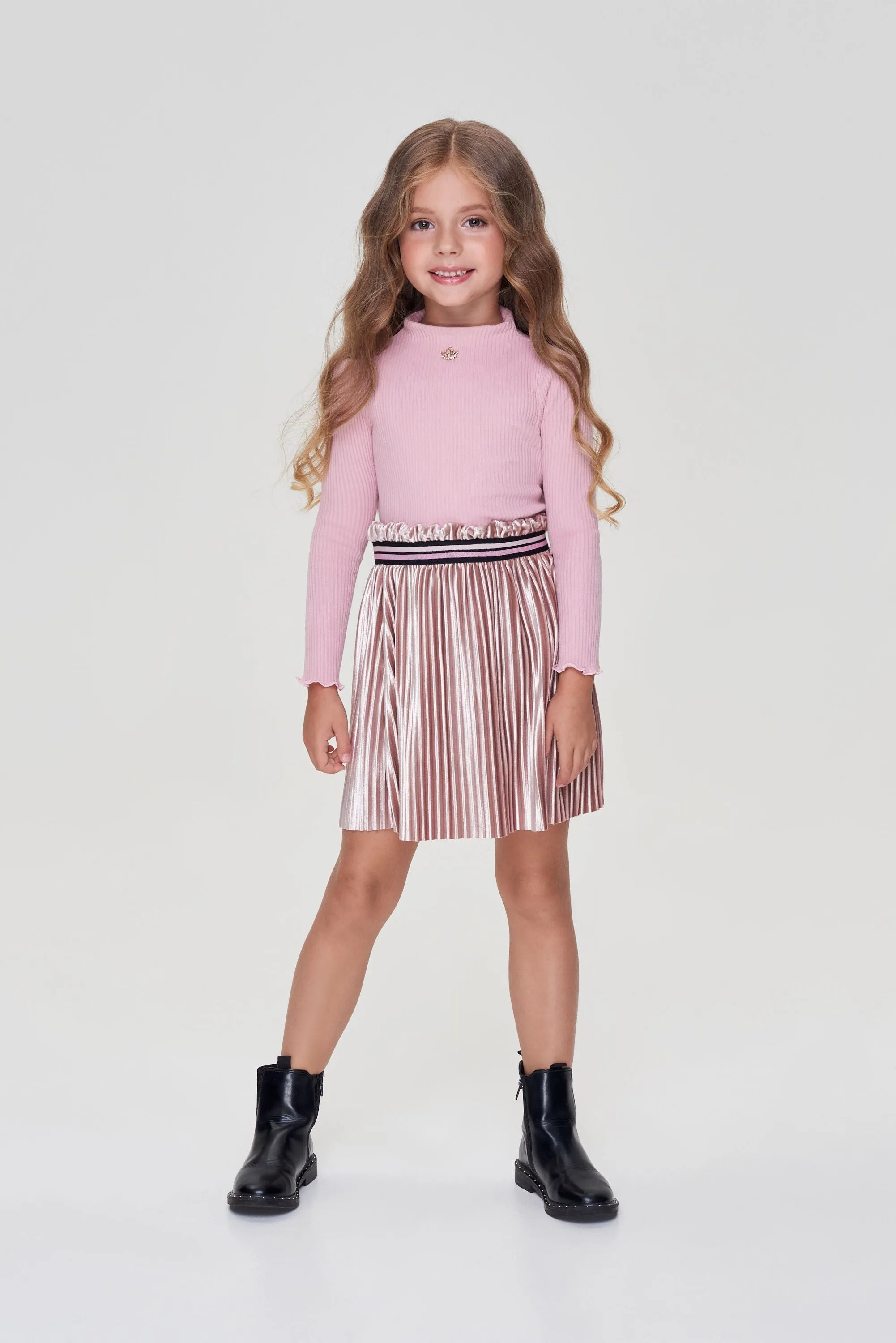 Pleated Velour Skirt