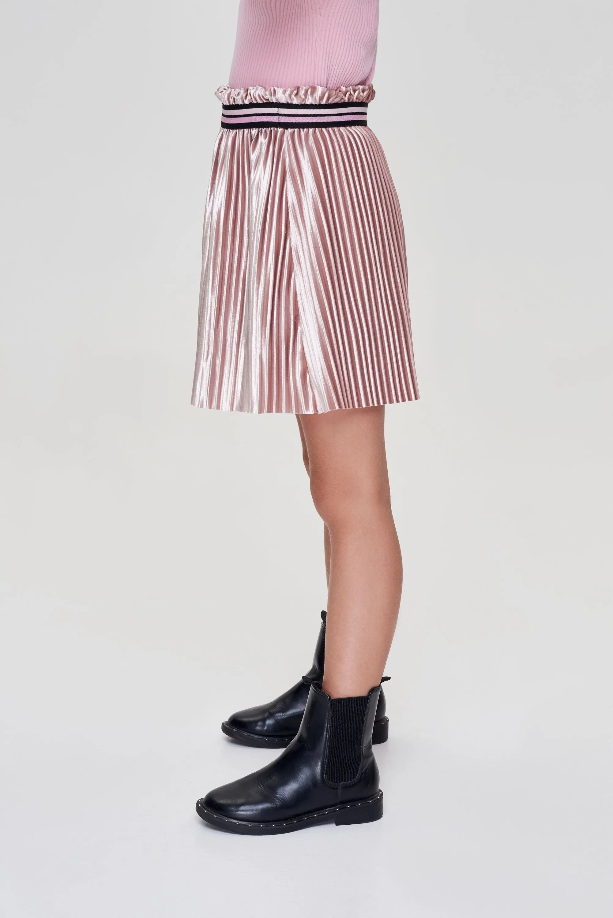 Pleated Velour Skirt