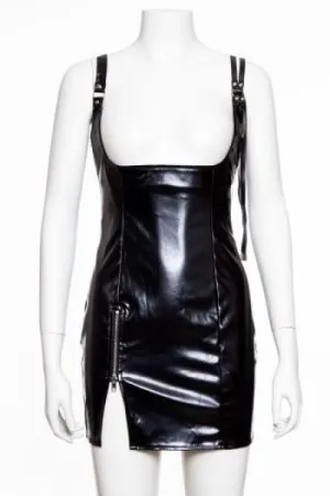 Pleather Camisole Dress - Black -