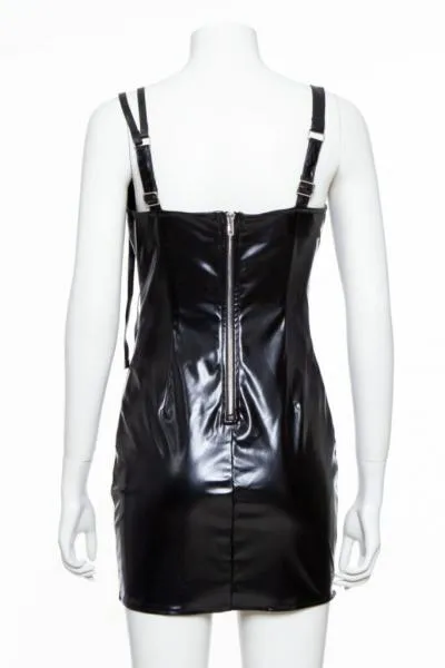Pleather Camisole Dress - Black -