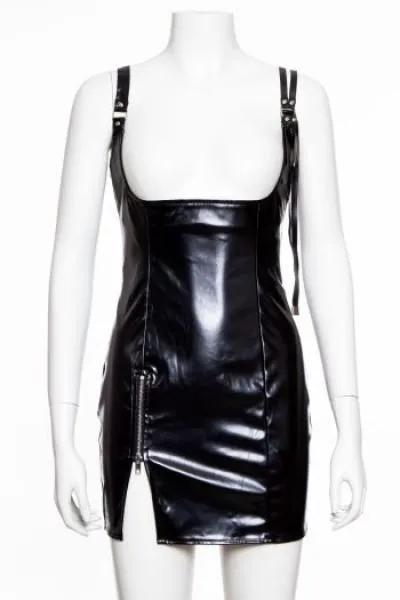 Pleather Camisole Dress - Black -