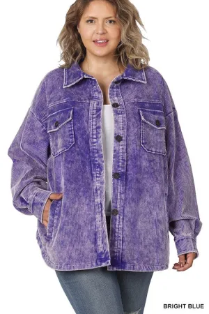 Plus  Premium Vintage Oversized Corduroy Shacket