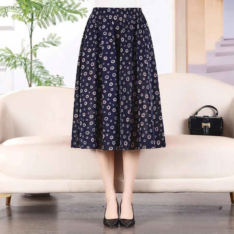Plus Size Fashionable Flower Print Short Skirt Classic