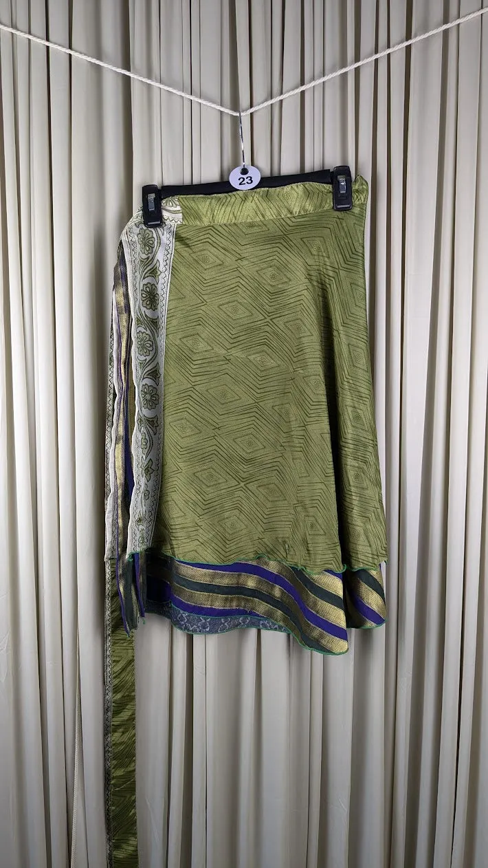Plus Up-Cycled Sari Reversible Mini Length Wrap Skirt