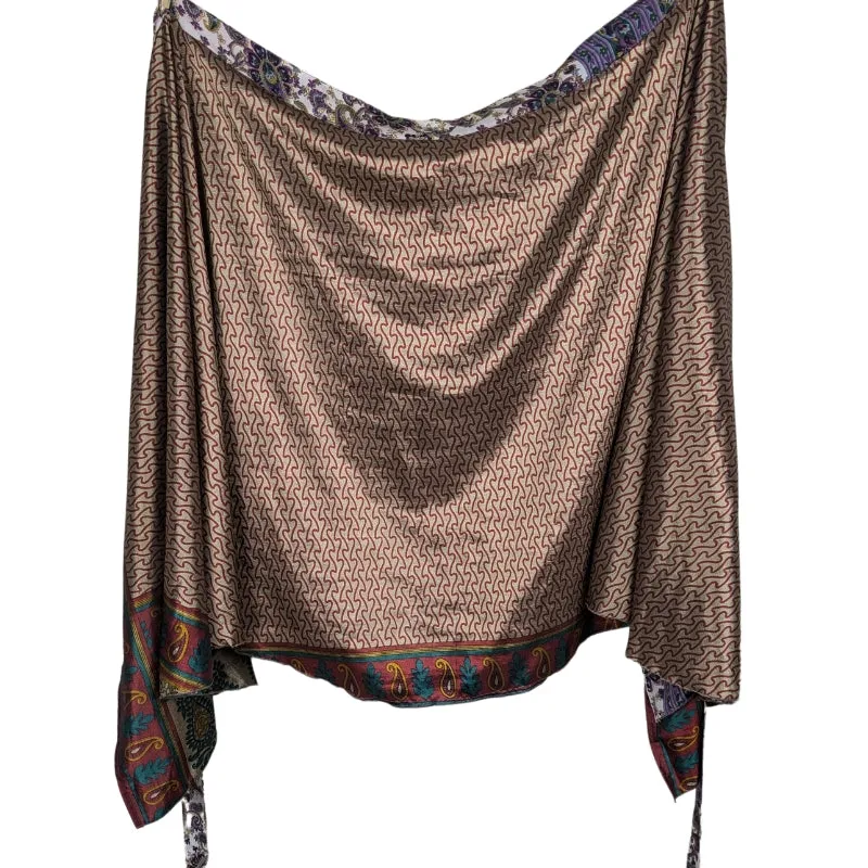 Plus/Tea Length Up-Cycled Reversible Sari Wrap Skirt #74