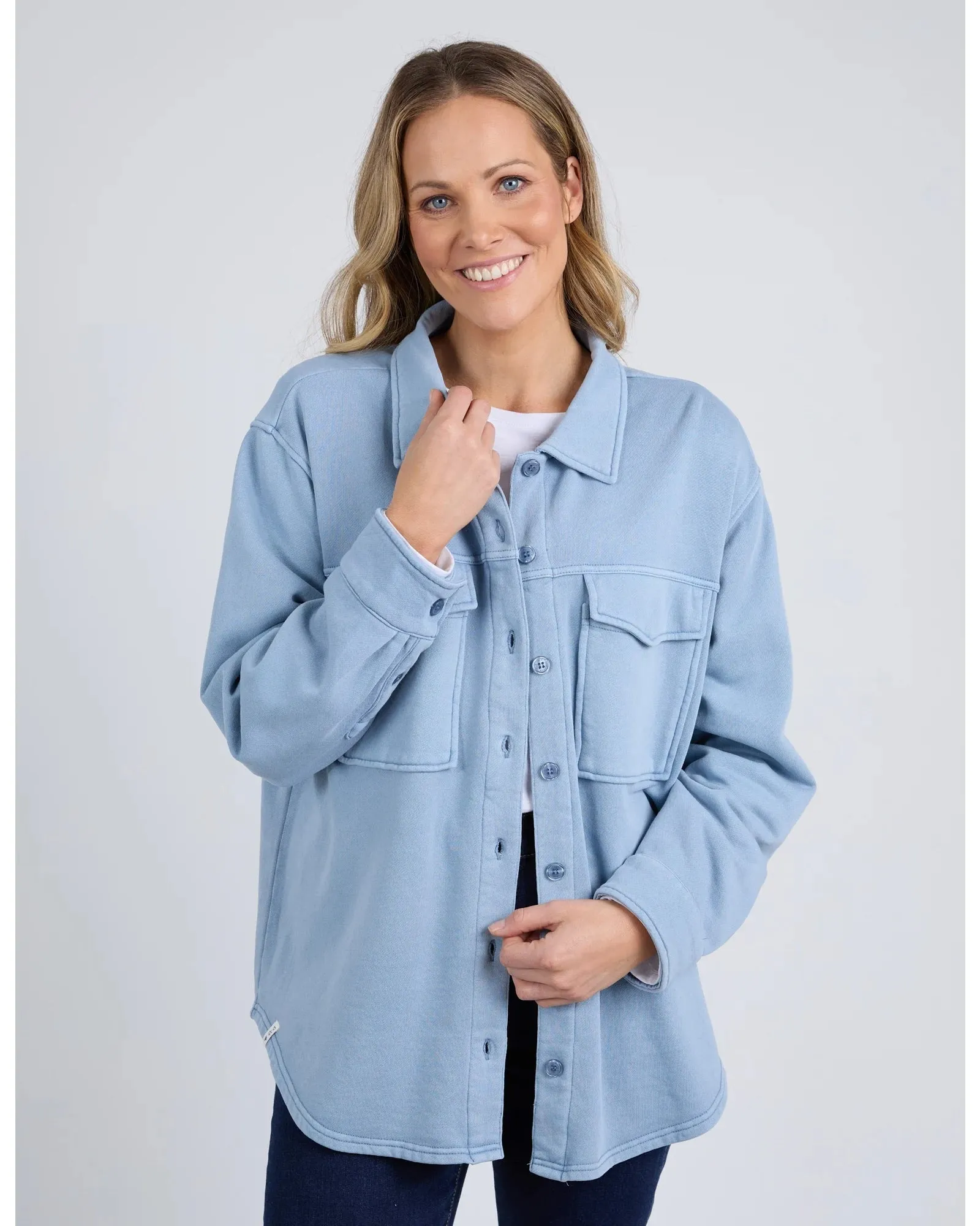 Poppy Fleece Shacket - Steel Blue