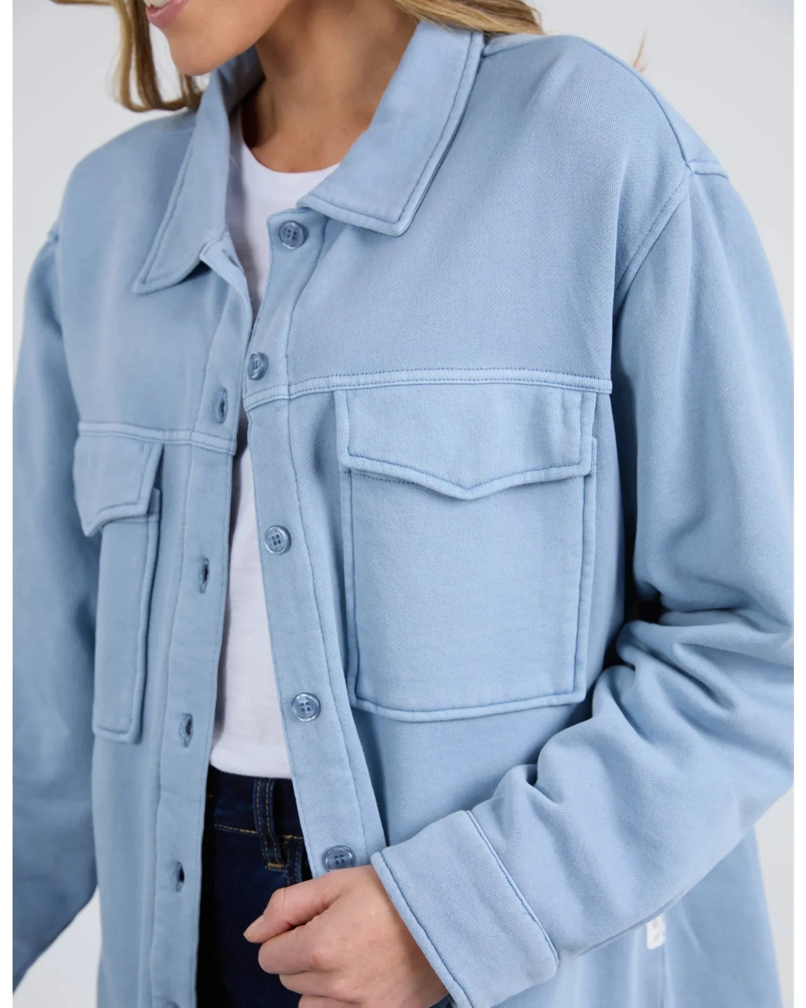 Poppy Fleece Shacket - Steel Blue
