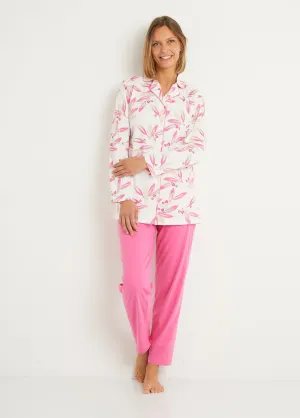 Printed pyjamas cotton button-down jacket