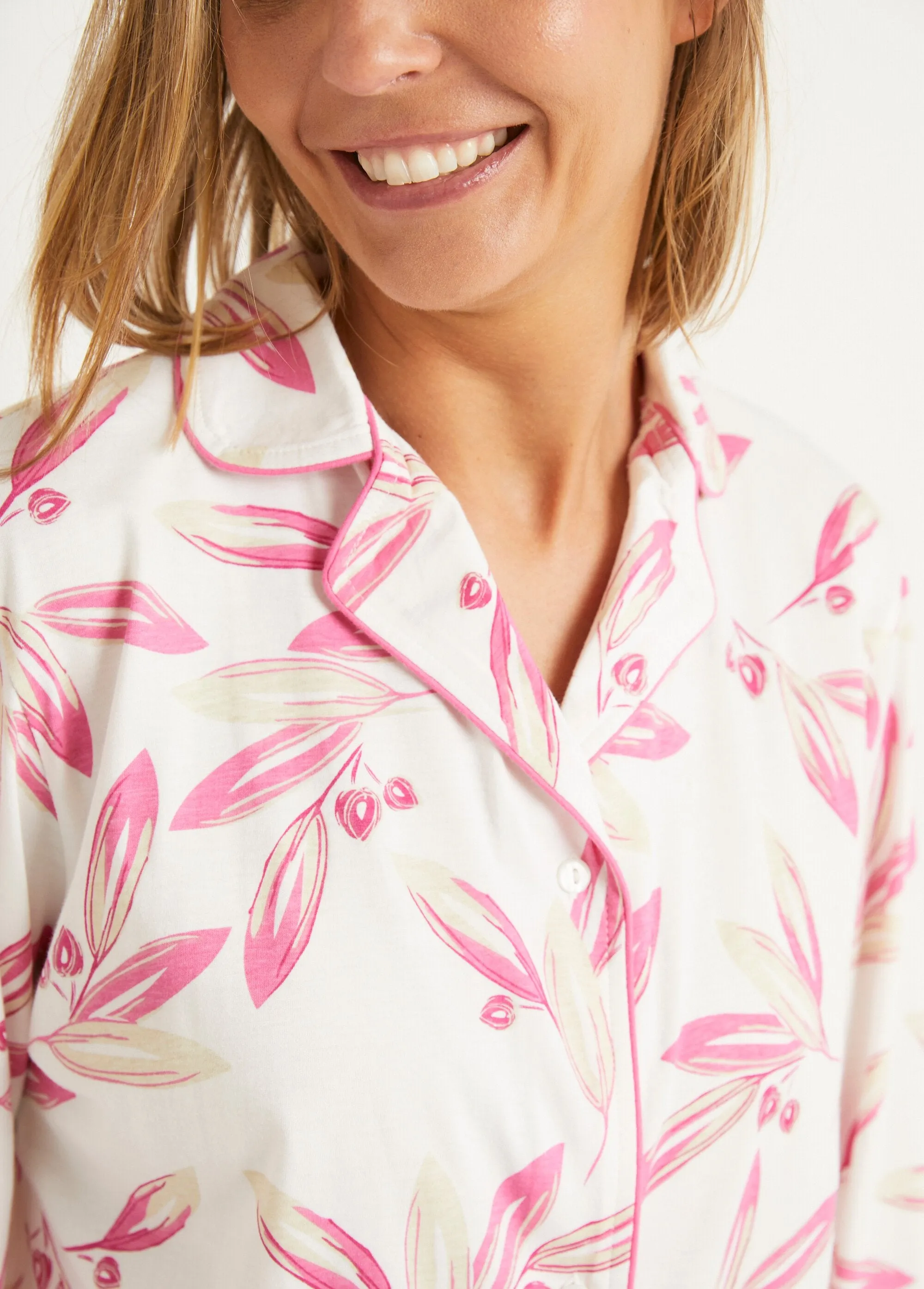 Printed pyjamas cotton button-down jacket